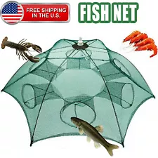 Fishing Bait Trap Crab Net Crawdad Shrimp Cast Dip Cage Fish Minnow Foldable NEW