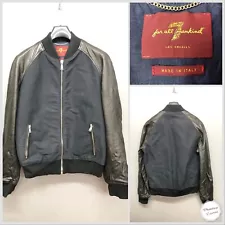 7 For All Mankind LA Men's Black Mix Leather Bomber Jacket Small