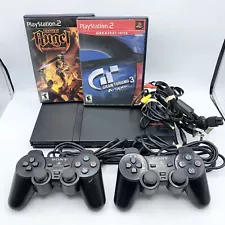 Sony PlayStation 2 SCPH-70001 PS2 Slim Console Bundle W/Controllers Games *READ*