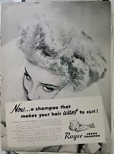 1951 Rayve Creme Hair shampoo that won't make hair curl vintage ad