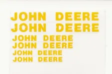 JOHN DEERE Decals, Block Style for 1/16 Implements, Yellow on Clear, 3 Sizes