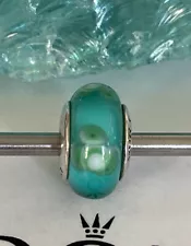 Pandora Murano Teal Blue Green Flowers For You Bead Charm #790649 FLASH SALE!