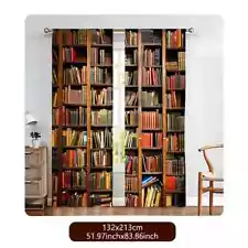 NEW 2-Piece BOOKSHELF PRINT CURTAINS 52" W x 94" L