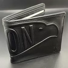 Nixon Graven Eagle Money Bi-fold Black Leather Nylon Zip Coin Pouch Wallet