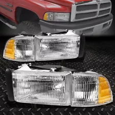 FOR 94-01 DODGE RAM 1500 2500 3500 FLUTED LENS HEADLIGHTS HEADLAMP W/CORNER LAMP