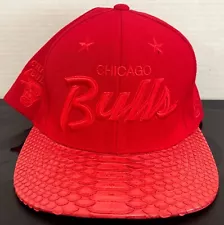 JUST DON C MITCHELL & NESS CHICAGO BULLS STRAPBACK HAT CAP RED W/PIN (#H2