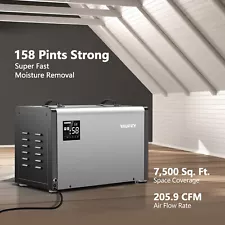 158 Pint Commercial Dehumidifier with Built-In Pump for Crawl Space, Basement