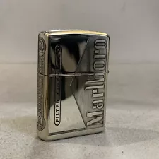 Silver Flower Marlboro Zippo Lighter