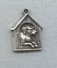 Vintage Sterling Silver Doghouse Charm Dog House Double Sided 1940's