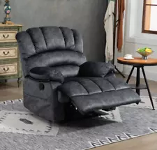 Large Oversized Manual Recliner Chair Reclining Sofa Fabric for Living Room Gray