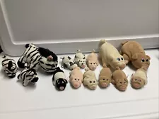 Galoob Toys Vintage 1997 Pound Puppies Piggies Plush with 9 mini piglets + Zebra