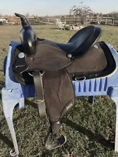 Used 15" black synthetic Abetta Western pleasure trail saddle US made