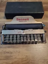 Vintage Bennett World's Smallest Typewriter 1910s w Case Antique SN#34384