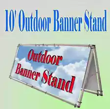 10'x4' Horizontal Aluminum Outdoor A Frame Banner Double Display Stand Portable