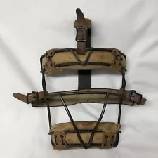 Antique 1940s Baseball Catcher Umpire Mask Metal Leather Equipment Mancave VTG