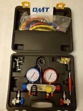 OMT AC Manifold Gauge Set for R410a R22 R134a 4 Valve Automotive AC Gauge Set