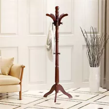 Coat Rack Free Standing With 13 Hooks Wooden Hall Tree Coat Hat Tree Adjustable