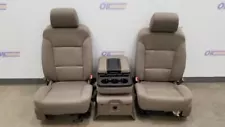 16 CHEVY SILVERADO 1500 LT FRONT SEAT SET WITH CONSOLE COCOA DUNE CLOTH CREW CAB