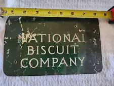 ANTIQUE PRIMITIVE NATIONAL BISCUIT COMPANY STORE ADVERTISING METAL PLAQUE RARE