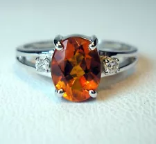 1.15 ct Natural Madeira Citrine & Diamonds 10K White Gold Ring Was $650 Video