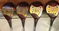 Set of 4 Vintage First Flight Golf Clubs, Driver, 2, 3 & 4 Woods - Model C - RH