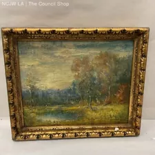 1923 ANTIQUE Signed Landscape Oil Painting- FRAMED 10" X 11.75"