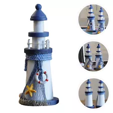 New ListingWooden Lighthouse Figurines Beach Decor Nautical Lighthouse Ornament Decoration