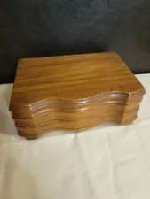 Vintage Wood Dovetailed Box, Contoured Front. No Lock.