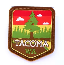 Tacoma - Washington - Outdoors - Hiking Trail Scene - Trees - Travel Patch