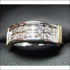 Estate sale Beautiful Unique 2 Row Diamond Wedding Band white and yellow gold