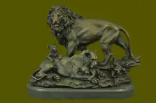 African Lion With Family Animal Bronze Sculpture Statue Figurine Home Decor Sale