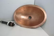 Oval Copper Hand Hammered Bathroom Vanity Sink with Drain 19" x 13.75"