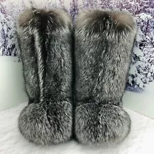 Silver Fox Fur Boots for Men, Winter Fur Boots, Moutons, Handmade by LITVIN