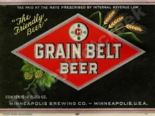 GRAIN BELT 12oz. BEER LABEL 9" x 12" METAL SIGN