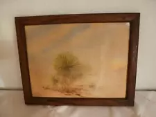 Vtg Desert Watercolor Painting, Yucca Plant