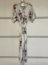 SALE! YOUINS Yours Inspiration Sz Large Floral Kimono Sleeves Maxi Slit Dress