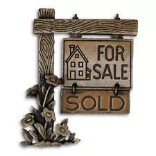 Signed "JJ" House for Sale Brooch Pin Jonette Jewelry Home Real Estate Agent VTG