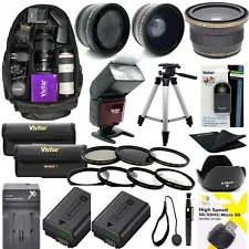 SONY ALPHA A77 A68 COMPLETE HD ACCESSORIES KIT LENSES TRIPOD BACKPACK FLASH