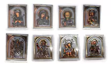 Set of 8 Icons Orthodox for Car Home with a sticker 6x5 cm