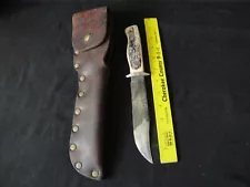 Vintage Prov. USA Tuf-Stag Ultra Honed Bowie Style Knife W/ Leather Sheath