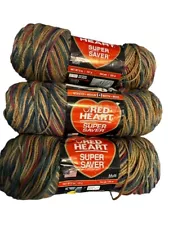 Red Heart Super Saver Yarn in retired colored Painted Desert : Lot of 3