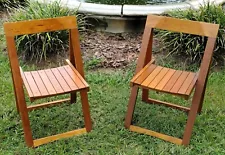 2pc Teak Wood Folding Patio Chair Set