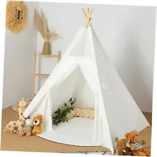 Kids Teepee Tent for Girls or Boys with Carry White Teepee with Lace Design