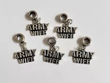 Sale lot 3-6pcs Encouraged Statement charms & bail The Army's wife for bracelet