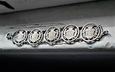 Antique Silver Bracelet Made of Fret Cut 1890 Portuguese Silver 1000 Reis Coins