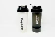 SHAKEOLOGY Premium Blender Shaker 25 oz BPA Free Clear Cup Bottle Pro Stak Lot 2