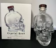 RARE VTG CRYSTAL HEAD VODKA Glass SKULL Bottle 750ML Decagon Spout! (empty)