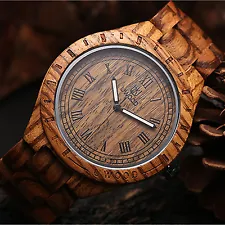 UWOOD Natural Zebra Wood Watch Quartz Solid Mens Wooden Watch Stylish Mens Gift