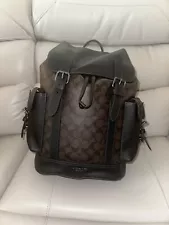 Coach Hudson Backpack for men In Signature Canvas and pebble leather Mahogany