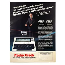 Radio Shack Print Ad Vintage 1983 TRS80 Model 100 Portable Computer Isaac Asimov